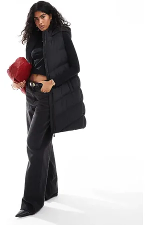 French Connection Chevron quilted puffer longline vest in