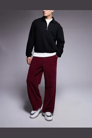 ASOS Super baggy cord pants in burgundy