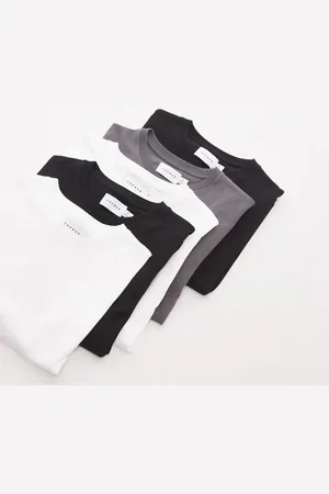 Topman 5 pack regular t-shirt in white, black, charcoal