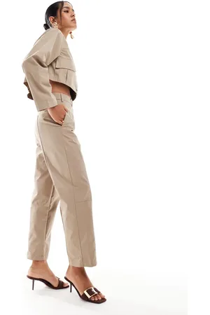 ASOS Clean front barrel pants in stone - part of a set