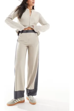 ASOS Contrast panel turn up pants in camel