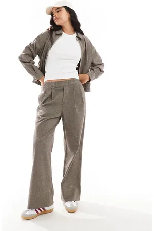 ASOS Wide leg pants in brown check - part of a set