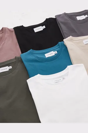 Topman 7 pack regular t-shirt in black, white, stone, mink, gray, khaki and teal