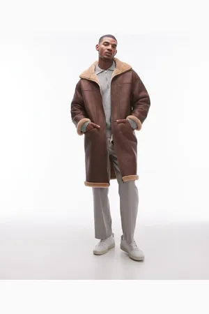 Topman Longline faux shearling jacket in
