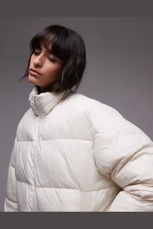 Topshop Bomber puffer jacket in cream