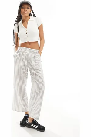 ASOS Cropped pull-on pants with tab waistband in orange stripe