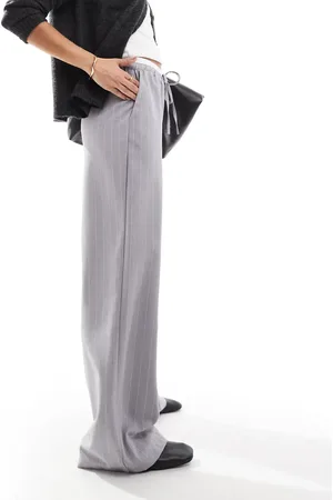 ASOS Tailored wide leg pants with contrast waistband in stripe