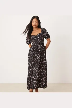 Miss Selfridge Corset maxi dress in ditsy print