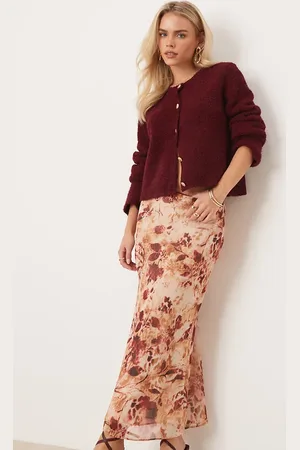 Miss Selfridge Chiffon double layer maxi skirt in animal print
