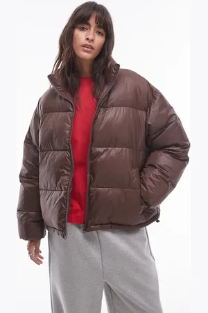 Topshop Bomber puffer jacket in choc