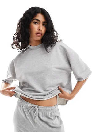 ASOS Lightweight short sleeve sweatshirt with raw hem in heather