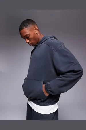 ASOS Oversized washed hoodie with contrast stitching in washed black