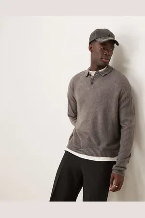 ASOS Oversized boxy fit polo sweater in brushed texture in