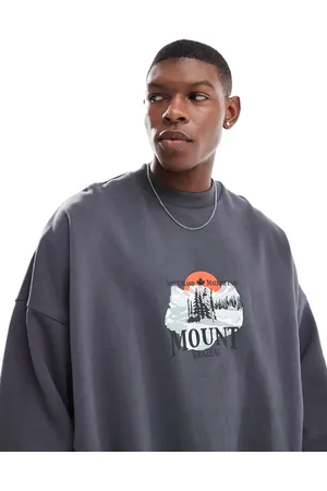 ASOS Extreme oversized sweatshirt with chest print in charcoal