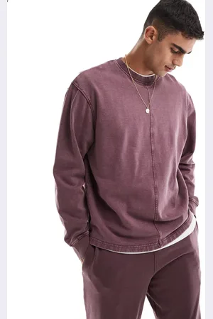 ASOS Oversized sweatshirt with seam detail in washed burgundy