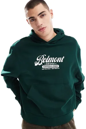 ASOS Oversized boxy hoodie with belmont print in