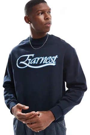 ASOS Boxy oversized sweatshirt with sateen chest embroidery in