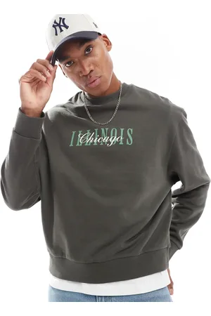 ASOS Boxy oversized sweatshirt with print in gray