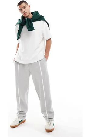 ASOS Smart straight leg sweatpants with piping detail in heather