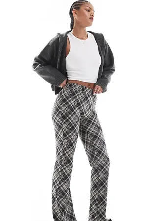 Noisy May Flared pants in check