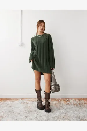 Weekday Fiona chunky ribbed knit mini dress in dark melange exclusive to ASOS