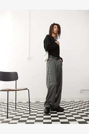Weekday Astro low waist baggy pants in herringbone