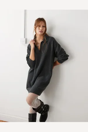 Weekday Tahlia polo collar knit mini dress in melange exclusive to ASOS