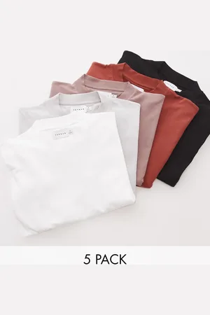 Topman 5 pack oversized T-shirt in black, white, gray, brown and rust
