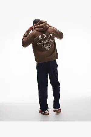 Topman Oversized fit hoodie with front and back MVP embroidery in