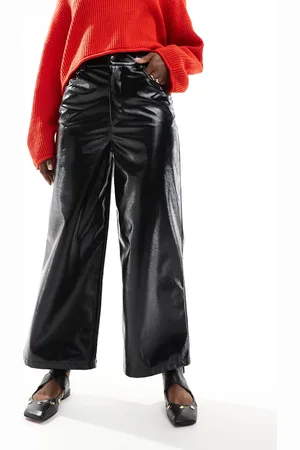 ASOS Crop wide leg high shine pants in