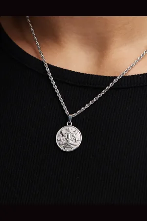 ASOS Waterproof stainless steel necklace with round pendant in tone