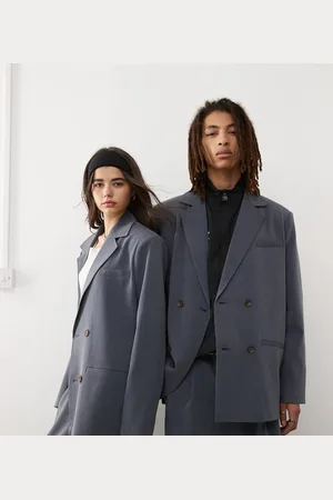 Reclaimed Unisex oversized chambray blazer with contrast stitch