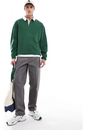 ASOS Oversized rugby polo sweatshirt in dark