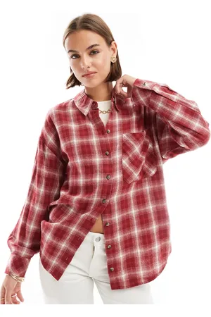 Stradivarius Oversized plaid shirt in