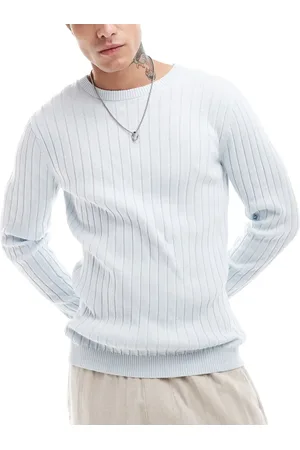 ASOS Essential muscle fit rib knit sweater in light