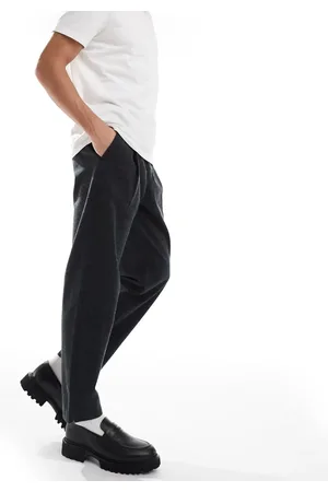 JACK & JONES Wide tapered fit cotton twill smart pants in