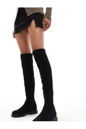 ASOS Wide Fit Kaylee smart flat over the knee boots in