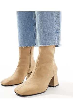 ASOS Wide Fit Record smart mid-boots in taupe