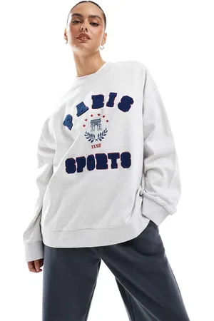 ASOS Oversized sweat with paris graphic in ice heather