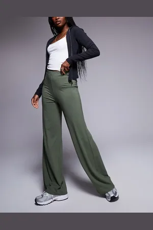 ASOS Basic wide leg jersey pants in khaki