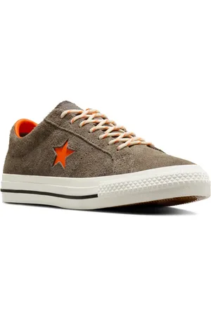 Converse One Star Pro Ox Suede sneakers in gray with orange detail