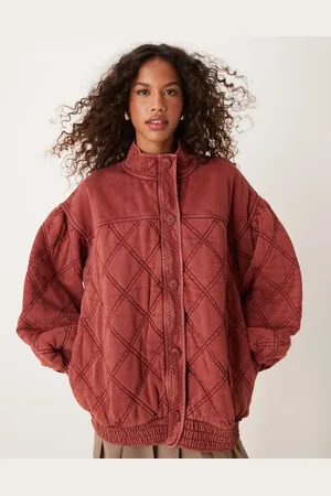 Free People Juno quilted jacket in burgundy
