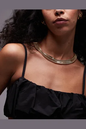 Topshop Noelle multi row snake chain necklace in tone