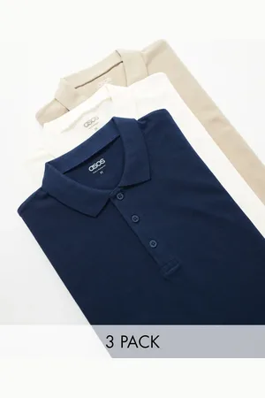 ASOS 3 pack pique polos in multiple colors