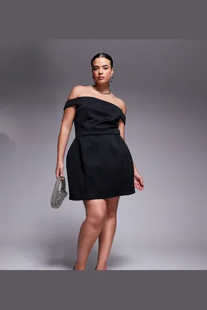 ASOS ASOS DESIGN Curve scuba turn down bardot mini dress in