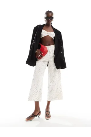 ASOS Cropped pull-on poplin pants in dot - part of a set