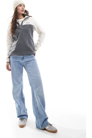 Columbia Benton Springs II half snap pullover fleece in city heather and chalk