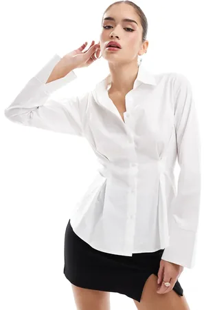 ASOS Poplin cinch waist shirt in