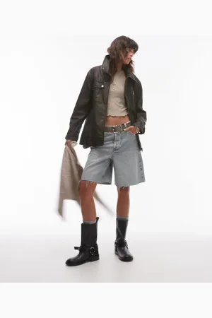 Free People Relaxed faux leather biker jacket in