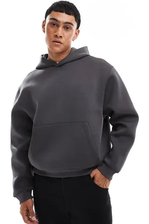 ASOS Boxy oversized scuba hoodie in washed black